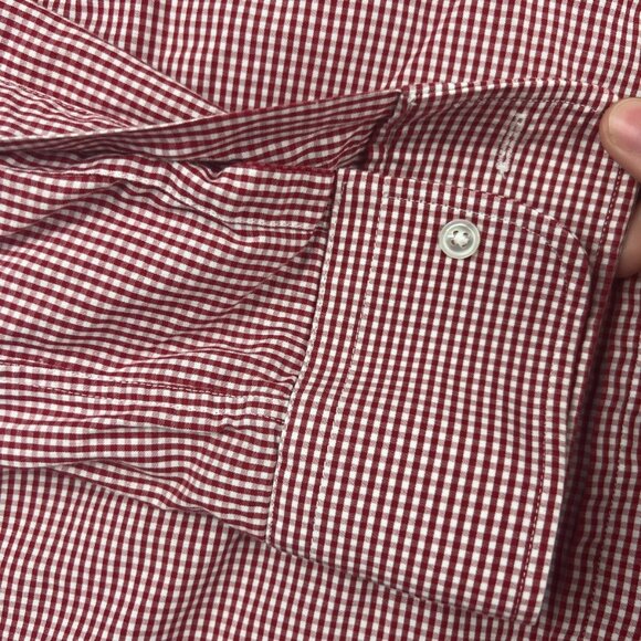 Gitman Bros. Tailored Fit Button Up Shirt Mens USA Made 16.5 40 Red White Check - Picture 4 of 11